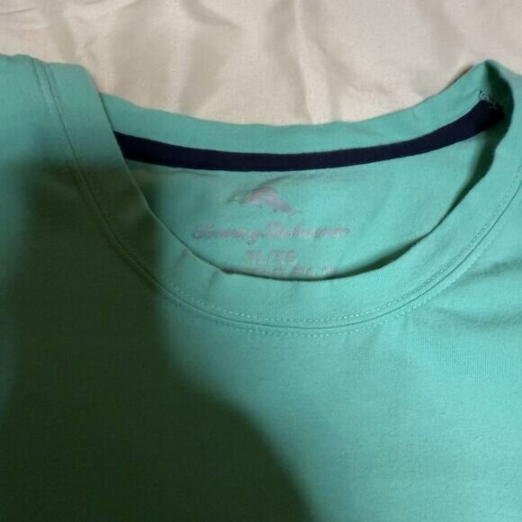 Tommy Bahama Shirt Mens XL Short Sleeve Teal Crew Neck Lightweight - Picture 2 of 4